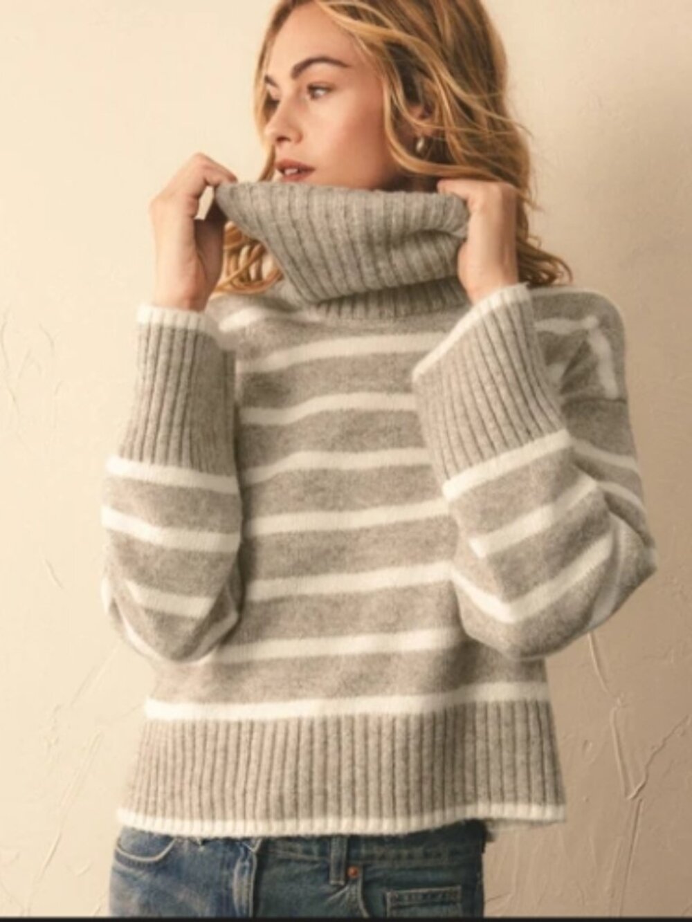 Like New! Z SUPPLY Striped Turtleneck Sweater Size M
